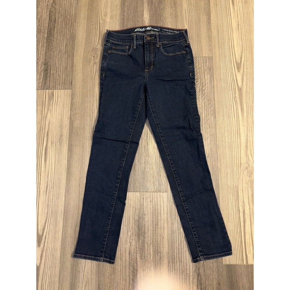 Eddie Bauer Slightly Curvy Hi Rise Slim Straight Dark Wash Denim Jeans Size P4